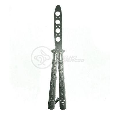 Knife Silver Butterfly Treinamento Manobras Prata Borboleta Dobrável De Aço Inoxidável