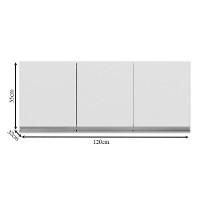 Balcão De Cozinha Tatiane Com Tampo 100cm E Armário Aéreo Andréia 3 Portas Branco Brilho - Ajl - 3