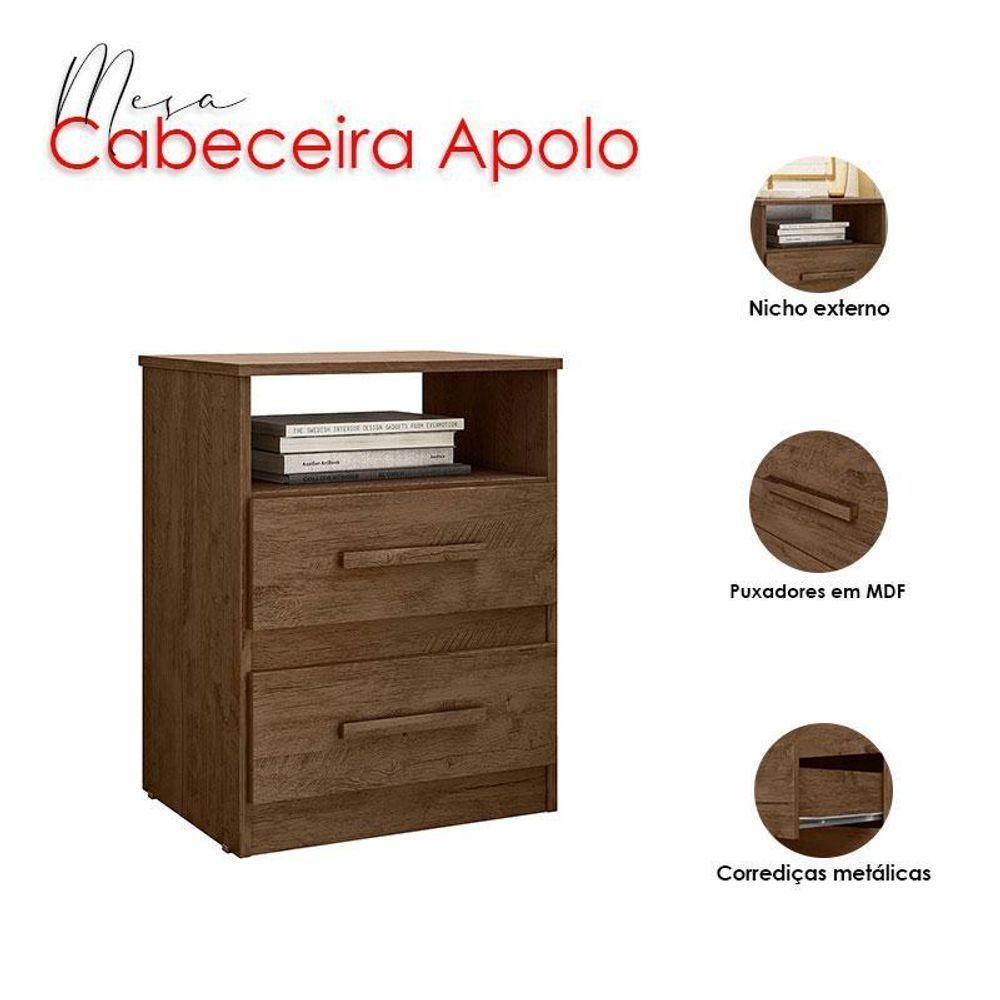 Mesa De Cabeceira Ambiente Apolo Castanho Wood Flex - Moval - 5
