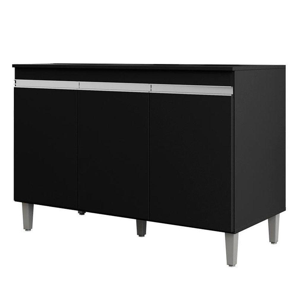 Balcão De Pia Manu Com Tampo 120 Cm Preto Fosco - Ajl - 1