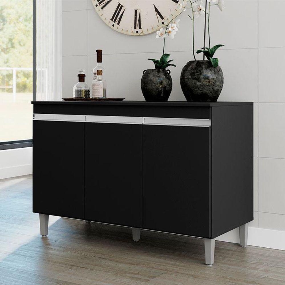 Balcão De Pia Manu Com Tampo 120 Cm Preto Fosco - Ajl - 2