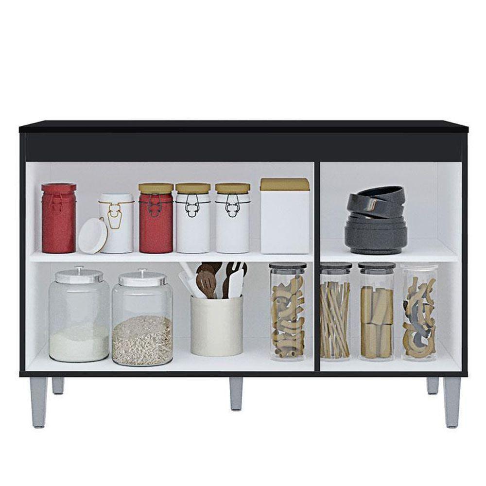 Balcão De Pia Manu Com Tampo 120 Cm Preto Fosco - Ajl - 3