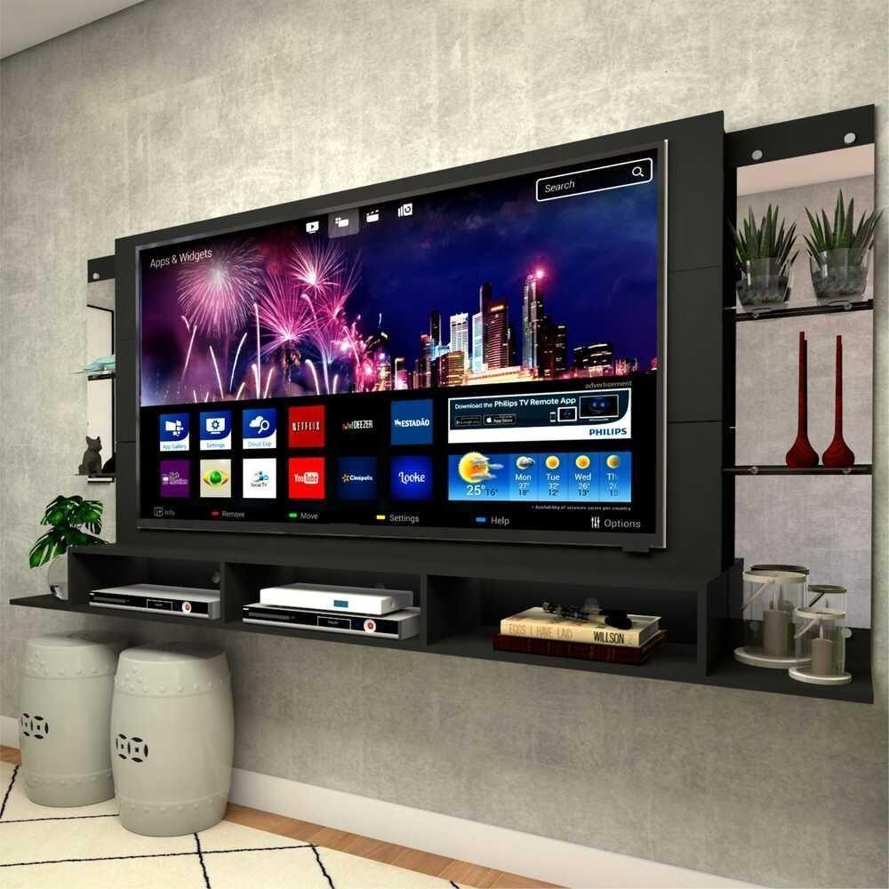 Painel Com Suporte Tv 65" Nairóbi Plus Multimóveis V3357 Preto Preto - 6