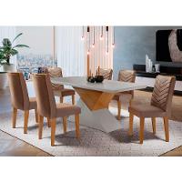 Sala jantar Tampo MDF c/6 Cadeiras marrom, off white,imbuia - 1