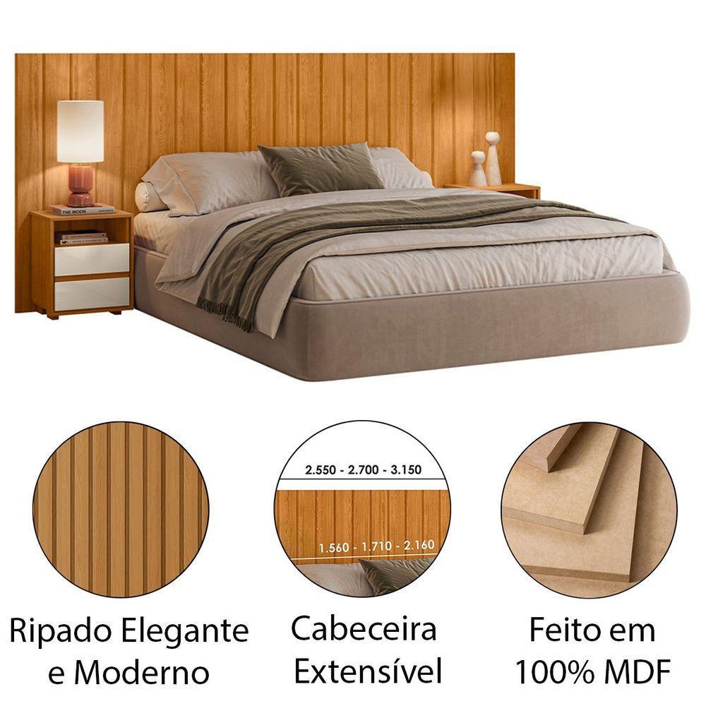 Cabeceira De Cama Extensível Com Mesa De Cabeceira Mdf Fiori Cinamomo-off White - 3