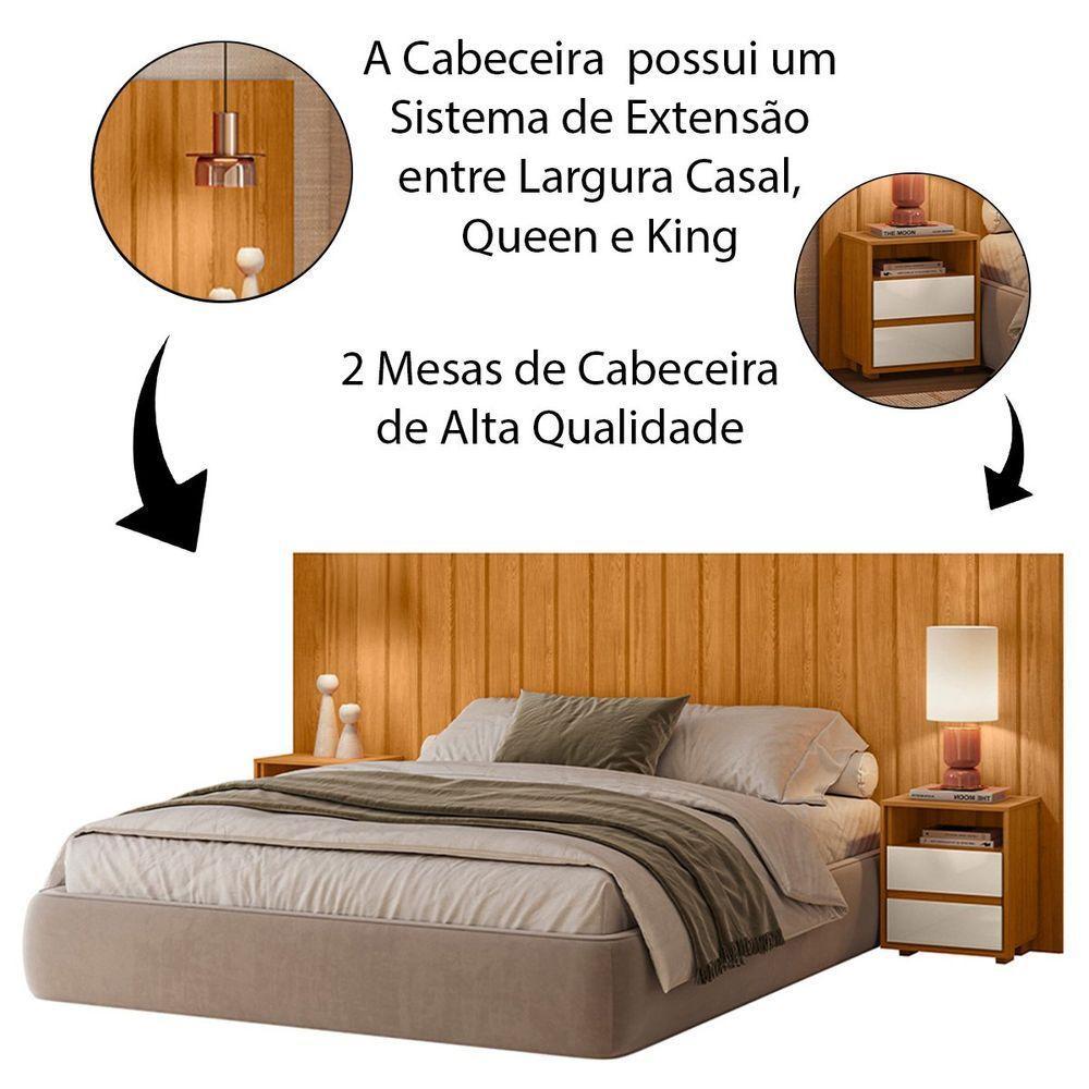 Cabeceira De Cama Extensível Com Mesa De Cabeceira Mdf Fiori Cinamomo-off White - 4