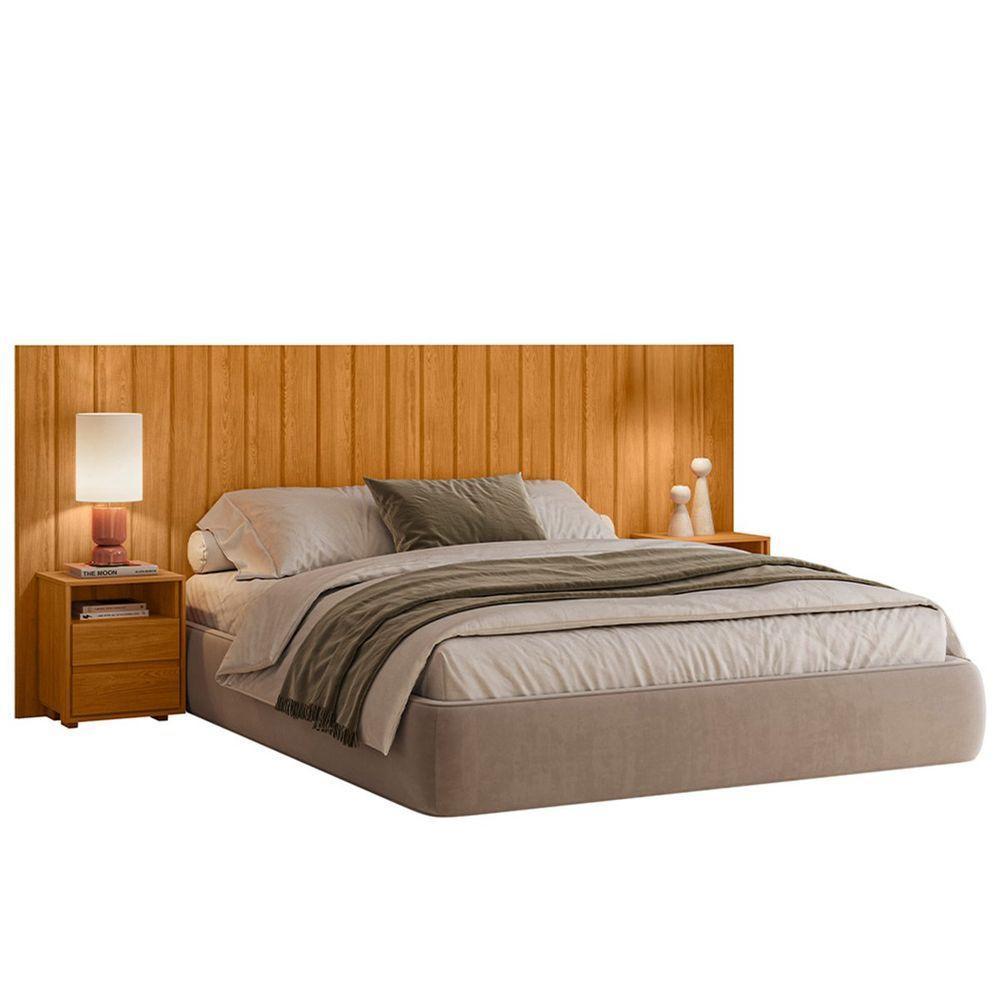 Cabeceira De Cama Extensível Com Mesa De Cabeceira Mdf Fiori Cinamomo - 1