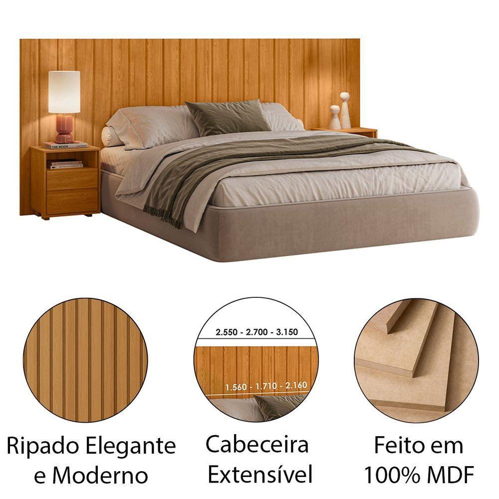 Cabeceira De Cama Extensível Com Mesa De Cabeceira Mdf Fiori Cinamomo - 3