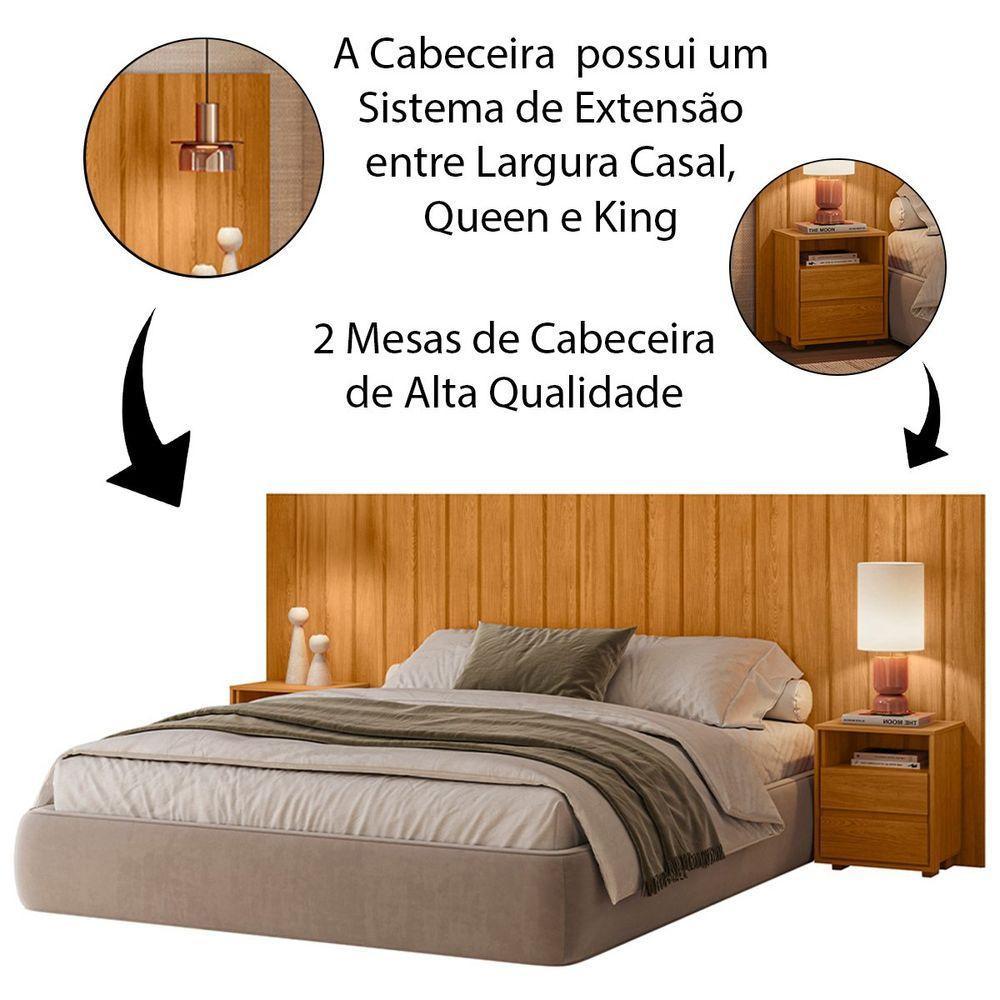 Cabeceira De Cama Extensível Com Mesa De Cabeceira Mdf Fiori Cinamomo - 4