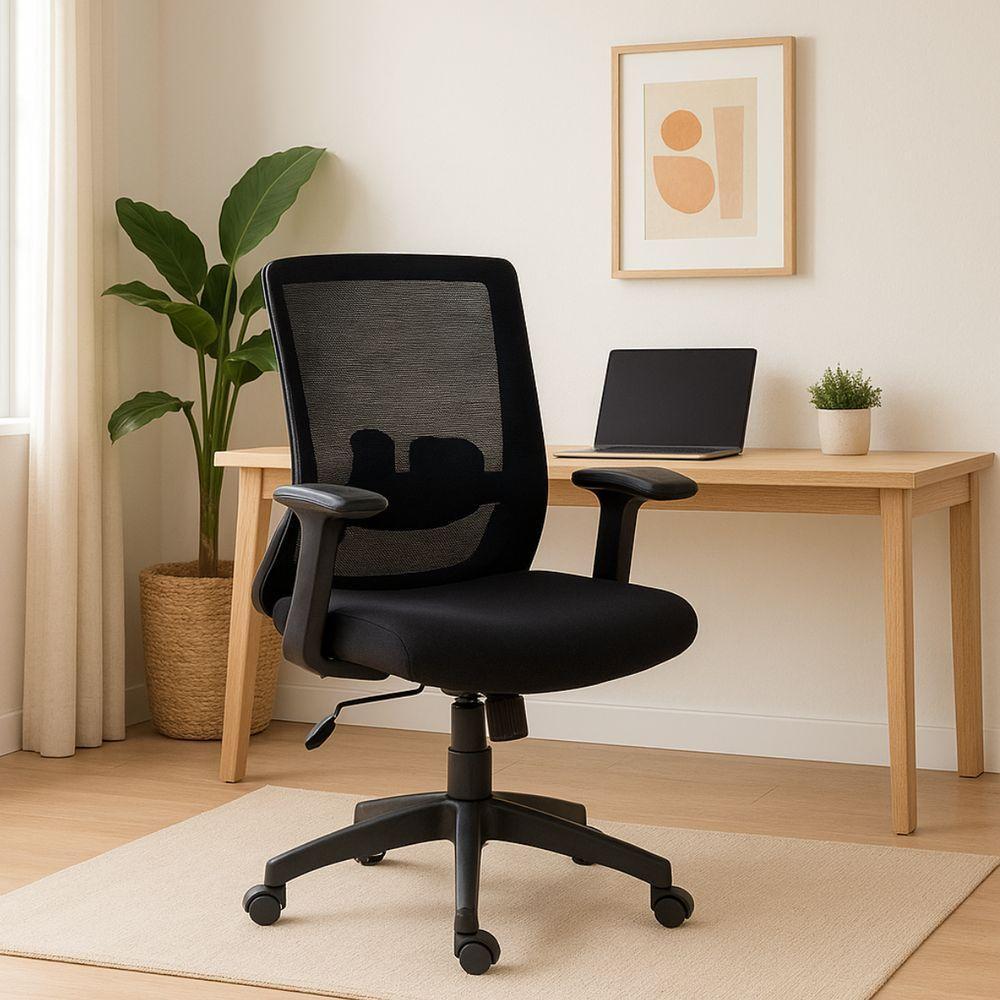 Cadeira De Escritório Tela Mesh Diretor Giratória Ergonomica P310 Vision Preto - 3