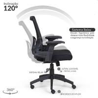 Cadeira De Escritório Tela Mesh Diretor Giratória Ergonomica P310 Vision Preto - 6