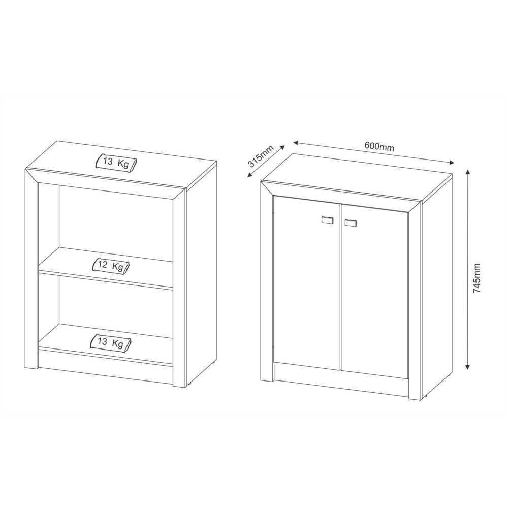 Balcão Escritório Com 2 Portas Multimóveis Vcr25013 Preto Preto - 4