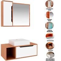 Kit Gabinete E Espelheira De Banheiro 80 Cm Com Cuba Karina Amêndoa-branco - 2