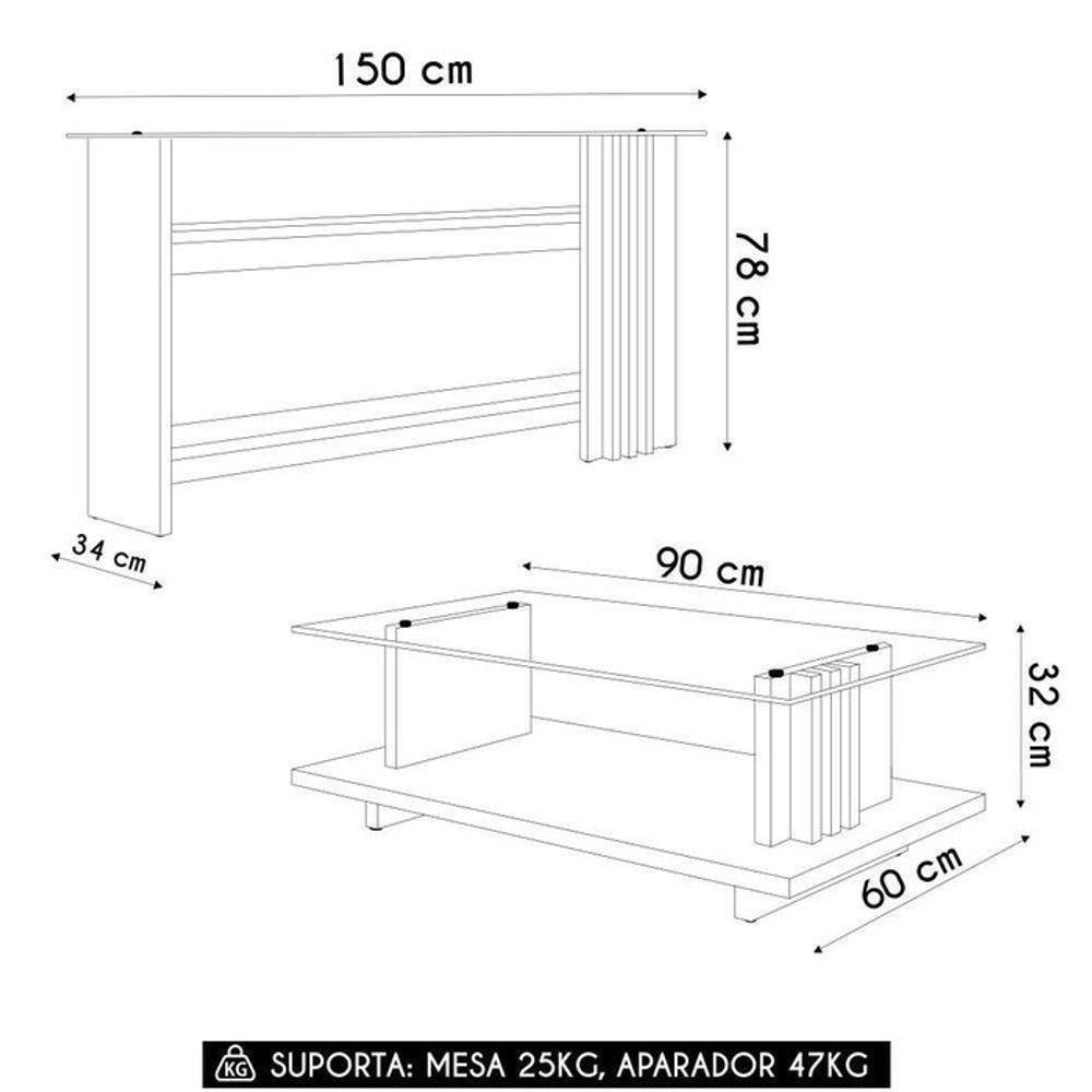 Aparador E Mesa De Centro Frizz Para Sala De Estar - Madetec Móveis Cumaru Opala - 5
