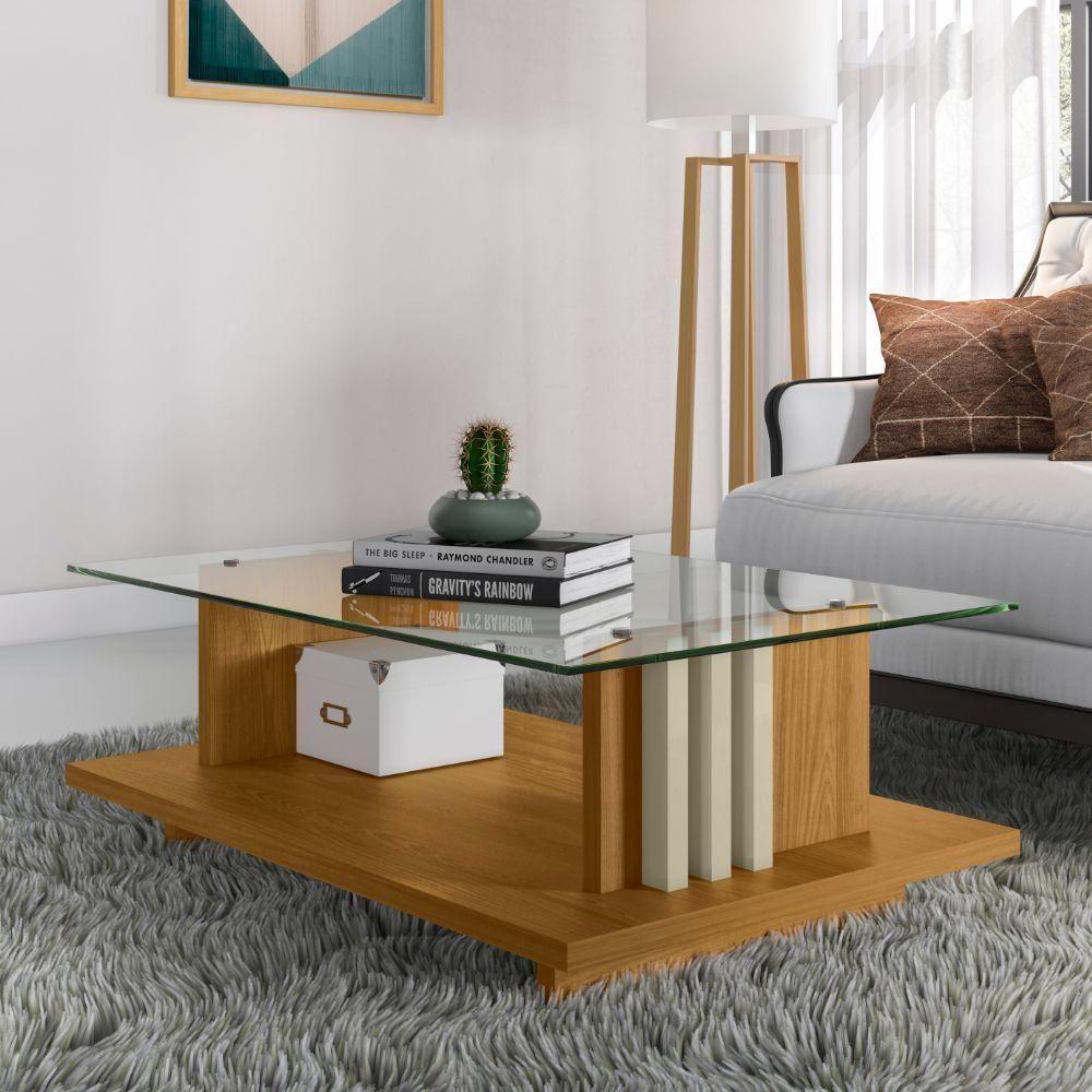 Mesa De Centro Para Sala Frizz Com Tampo De Vidro - Madetec Móveis Cumaru Opala - 2