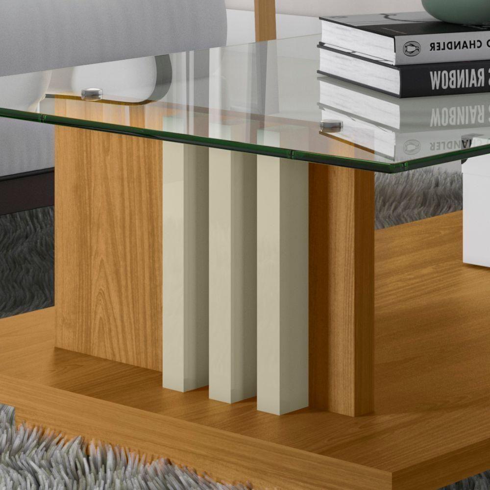 Mesa De Centro Para Sala Frizz Com Tampo De Vidro - Madetec Móveis Cumaru Opala - 3