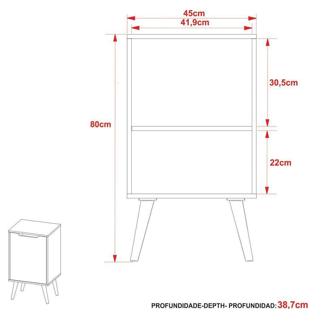 Gabinete Para Banheiro 45 Cm Com 1 Porta Retrô Preto - 5