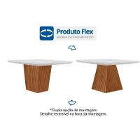 Mesa De Sala Jantar Luna C- Tampo 90x90cm Madeirado Vidro Canto Curvo - Imbuia-ripado 3d-off White - Rufato - 8