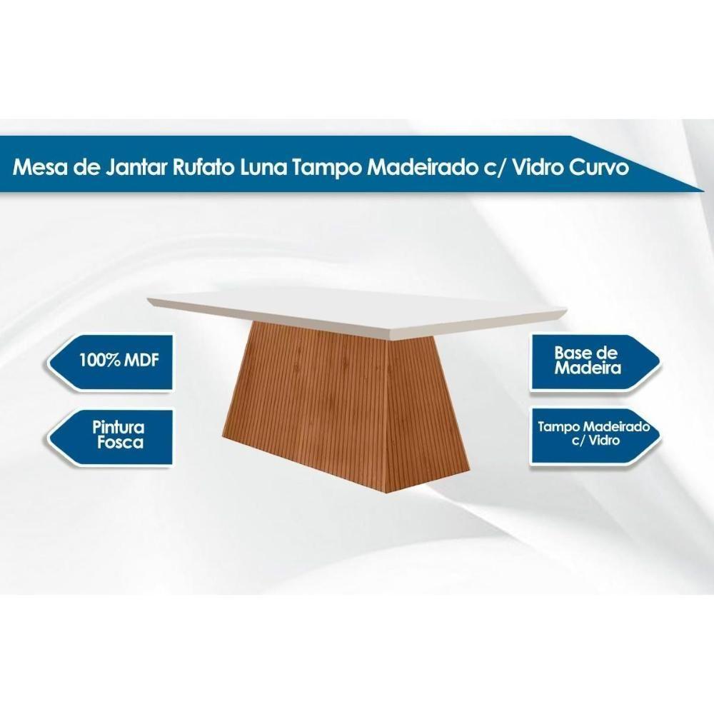 Sala De Jantar Completa Luna Tampo Madeirado Canto Curvo 180x90cm E 6 Cadeiras Grécia Imbuia-suede Capuccino - Rufato - 2