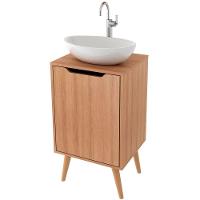 Gabinete Para Banheiro 45 Cm Cuba Redonda 1 Porta Retrô Amêndoa - 1