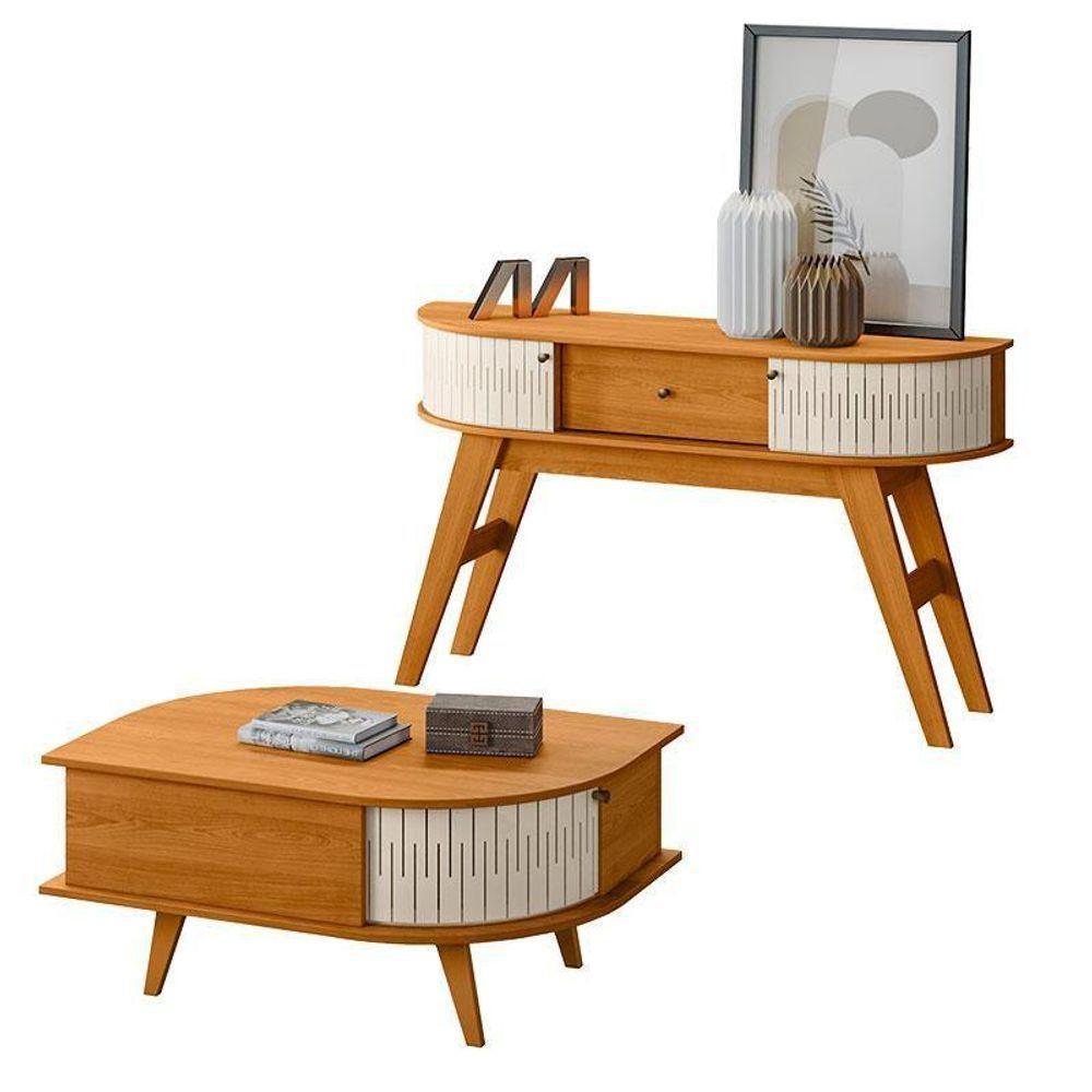 Aparador Estoril E Mesa De Centro Indianapolis - Madetec Cinamomo Off White - 1