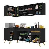 Cozinha Compacta De Canto Veneza Gb Mp2058 Com Armário E Balcão Preta - 1
