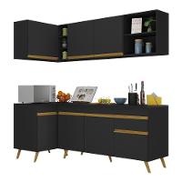 Cozinha Compacta De Canto Veneza Gb Mp2058 Com Armário E Balcão Preta - 5
