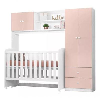 Conjugado Infantil Ternura Com Berço Amore - Pertenella Móveis Branco Rosa