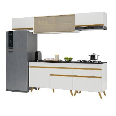 Armário de Cozinha Completa Veneza 7 Portas 2 Gavetas MDF 260 cm Preto