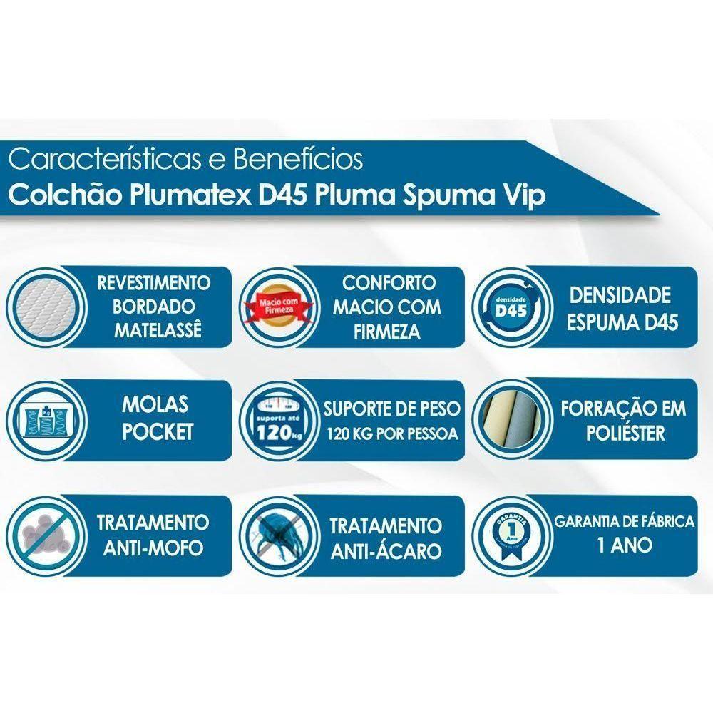 Colchão Casal Molas Ensacadas Masterpocket D45 Pluma Spuma Vip (138x188x24) - Plumatex - 2