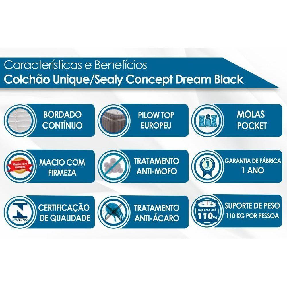 Colchão Queen Molas Pocket Ensacadas Concept Dream Black (158x198x25) - Plumatex - 2