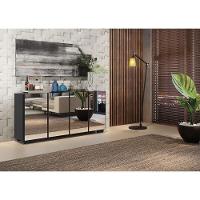 Aparador Buffet 4 Portas Com Espelho E Pés Quadrados Vegas Multimóveis V3560 Preto Preto - 2