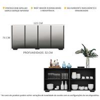 Aparador Buffet 4 Portas Com Espelho E Pés Quadrados Vegas Multimóveis V3560 Preto Preto - 6