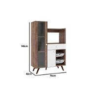 Balcão De Cozinha Fruteira Rt 3059 C- 2 Portas 1 Gaveta E 1 Nicho P- Forno 96cm Rustico-branco - Movelbento - 2