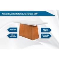 Mesa De Sala Jantar Luna C- Tampo 180x90cm Madeirado Vidro Canto Curvo - Imbuia-ripado 3d-off White - Rufato - 2