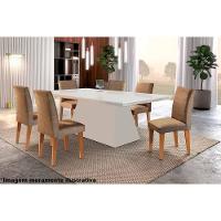 Mesa De Sala Jantar Luna C- Tampo 180x90cm Madeirado Vidro Canto Curvo - Imbuia-ripado 3d-off White - Rufato - 5