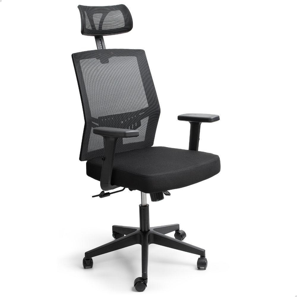 Cadeira De Escritório Presidente Ergonômica Preta Mesh Gamer - 6