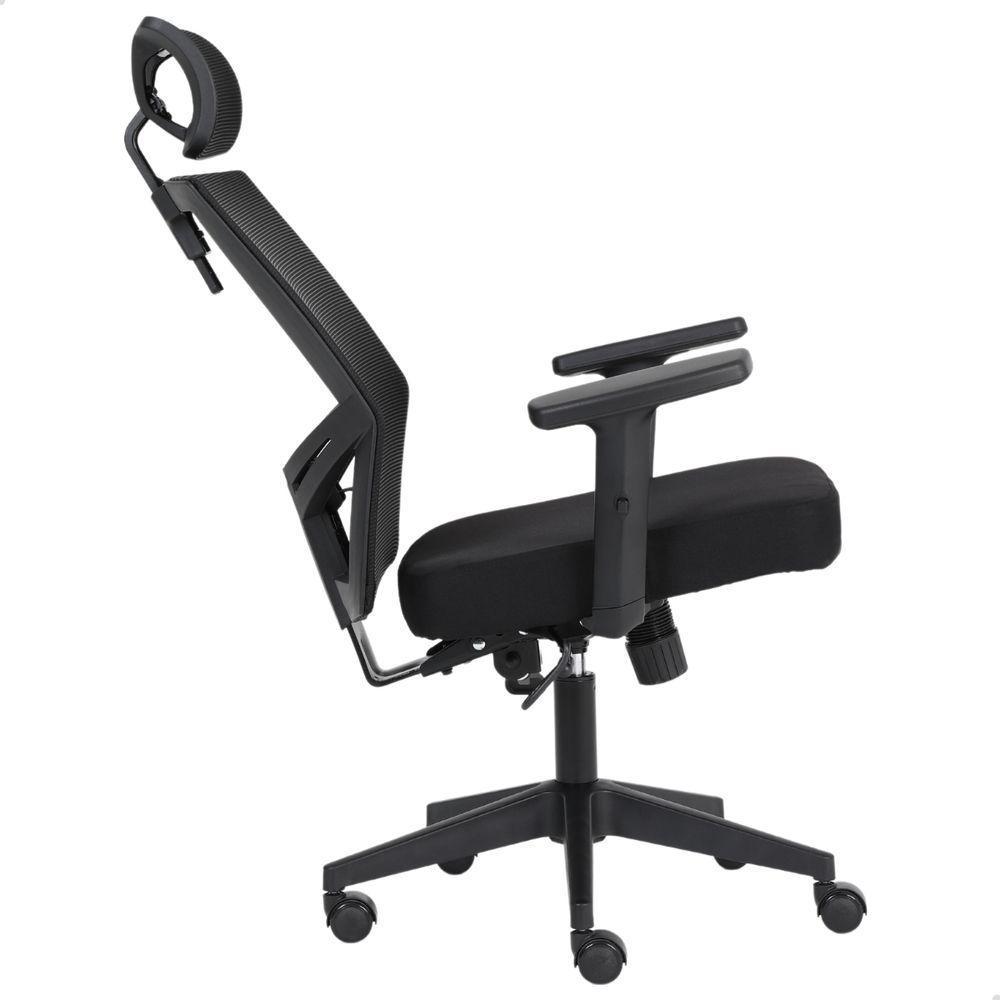 Cadeira De Escritório Presidente Ergonômica Preta Mesh Gamer - 7