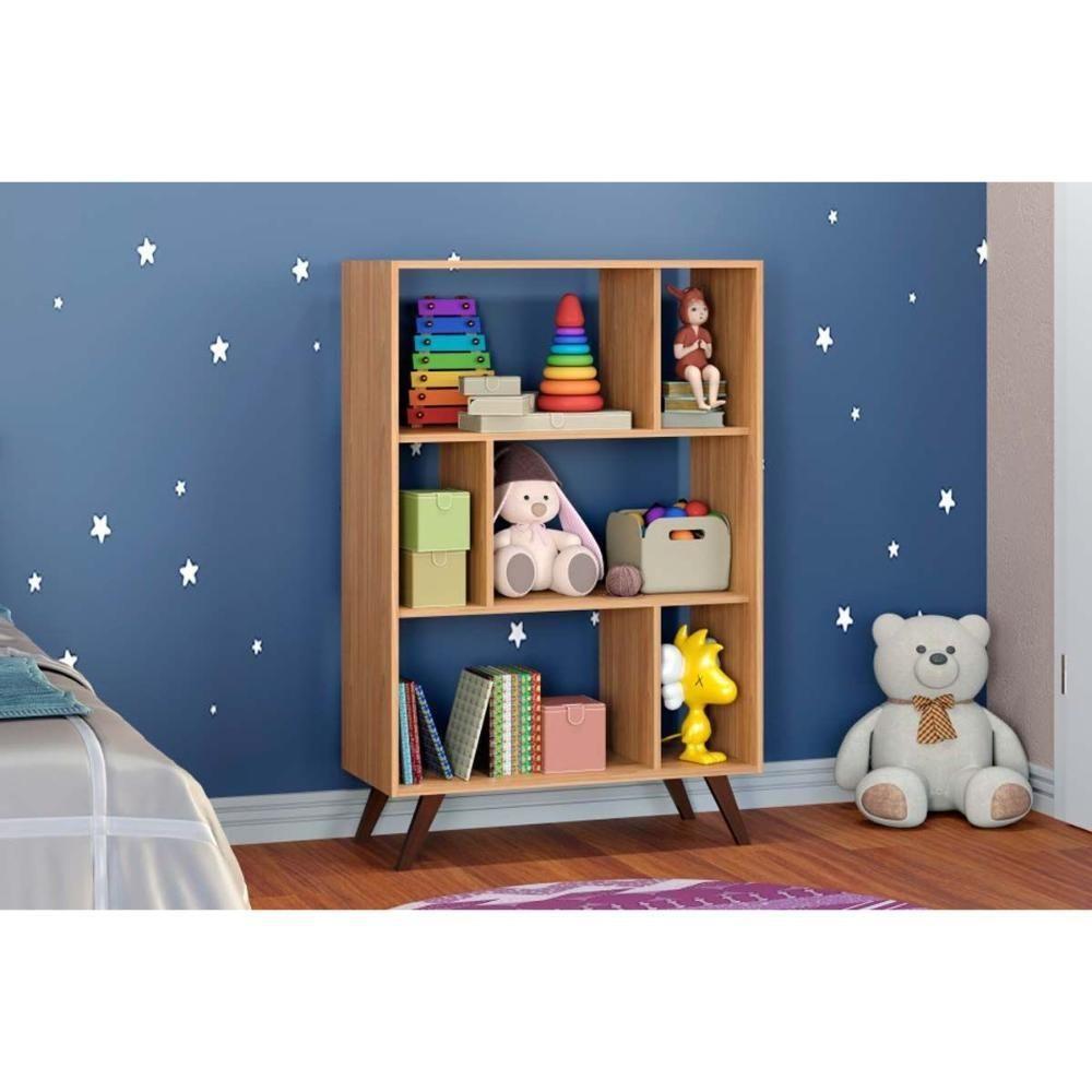 Estante De Livros Rt3015 C- 6 Nichos 81x124cm Mel - Movelbento - 1
