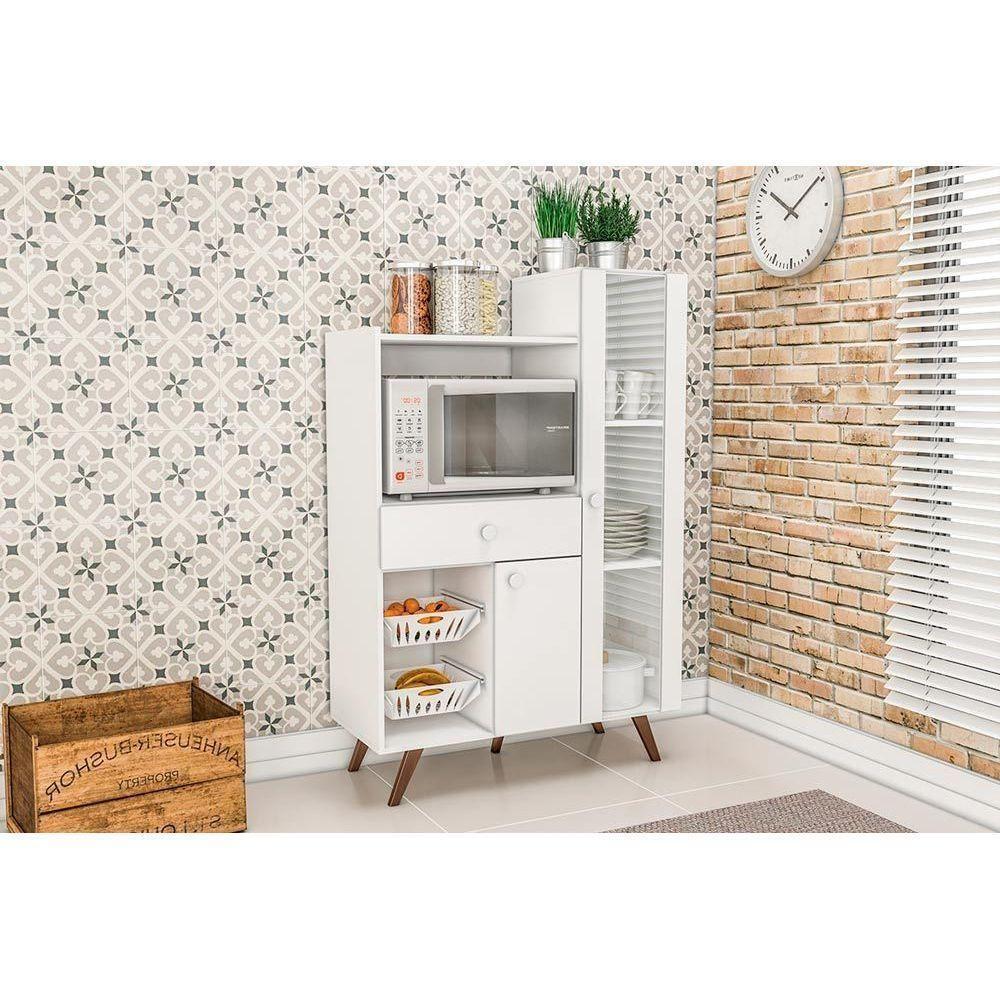 Balcão Multiuso Cozinha Fruteira Rt 3059 C- 2 Portas 1 Gaveta E 1 Nicho P- Forno 96cm Rustico-branco - Movelbento - 4