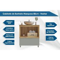 Gabinete De Banheiro Balcão Marquesa C- 1 Gaveta E 1 Nicho 80cm Branca-nature - Nesher - 2