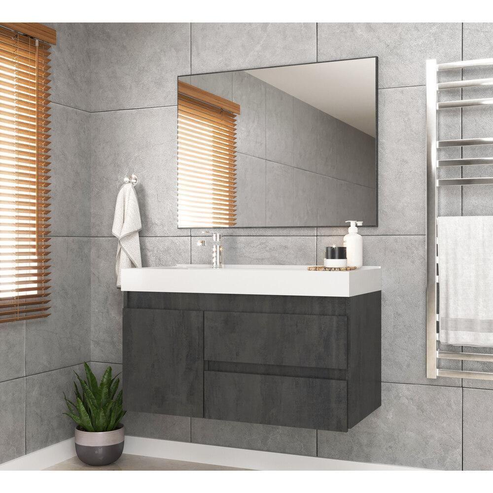 Gabinete Banheiro Com Cuba E Espelheira 80Cm Multimóveis Vcr10074 Carbono Carbono - 1