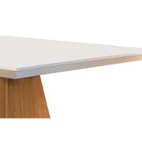 Mesa De Sala Jantar Luna C- Tampo 180x90cm Madeirado Vidro Canto Curvo - Imbuia-ripado 3d-off White - Rufato