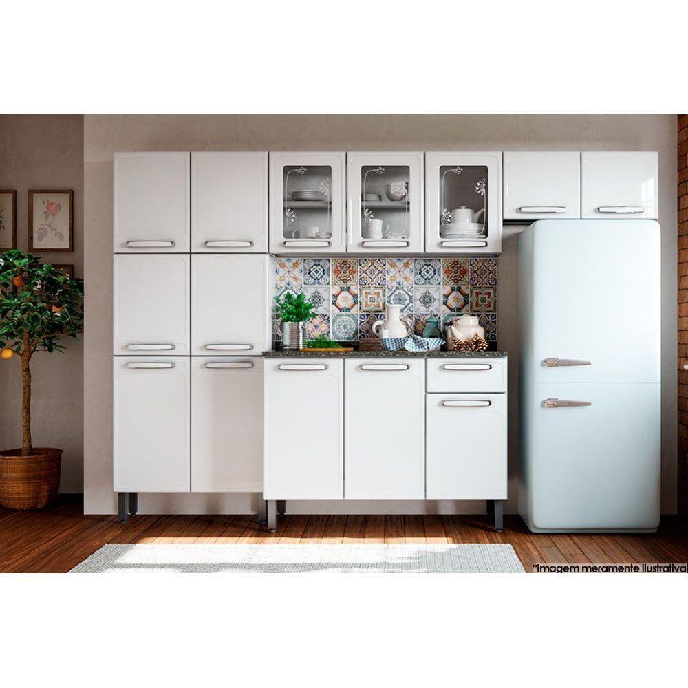 Balcão De Cozinha C- Tampo Evidence 7122 C- 3 Portas E 1 Gaveta 120cm Branco-preto - Bertolini - 5