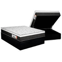 Cama Box Baú Queen: Colchão Ortopédico Plumatex Falcon Ultra Firme + Base Crc Suede Black (158x198) - 1
