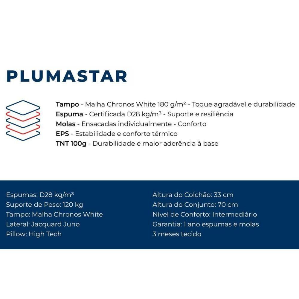 Colchão Casal Molas Ensacadas Masterpocket Plumastar Pillow (138x188x33) - Plumatex - 2