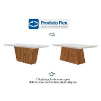 Mesa De Sala Jantar Luna C- Tampo 180x90cm Madeirado Vidro Canto Curvo - Imbuia-ripado 3d-off White - Rufato - 3