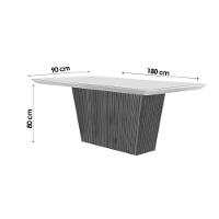 Mesa De Sala Jantar Luna C- Tampo 180x90cm Madeirado Vidro Canto Curvo - Imbuia-ripado 3d-off White - Rufato - 5