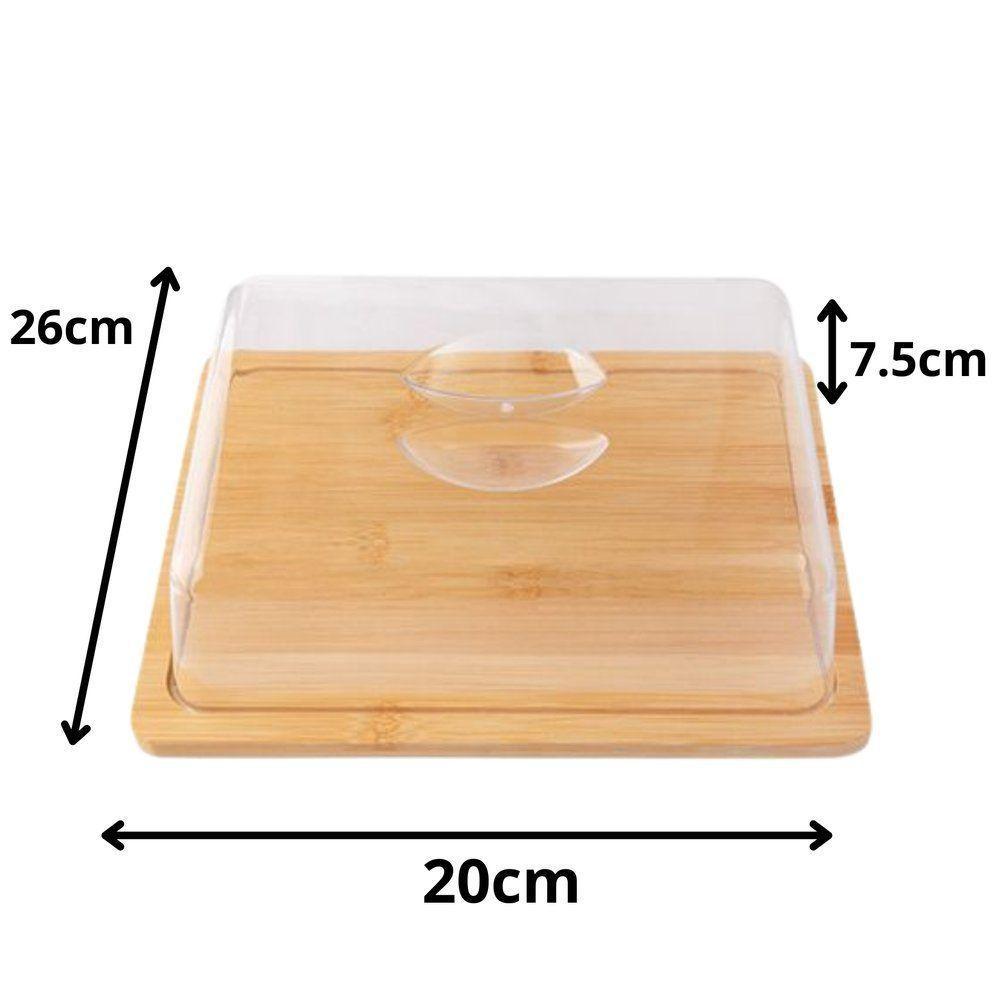 Bandeja De Bambu Retangular Com Tampa - Porta Frios Ou Bolo - 4