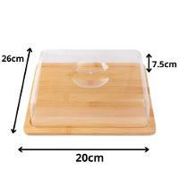 Bandeja De Bambu Retangular Com Tampa - Porta Frios Ou Bolo